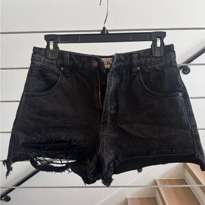 ROLLA'S Black Distressed Jean Shorts